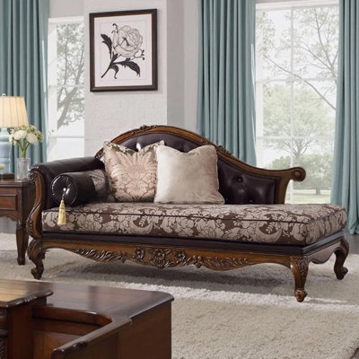 70.87"American-style brown leather solid wood imperial chair
