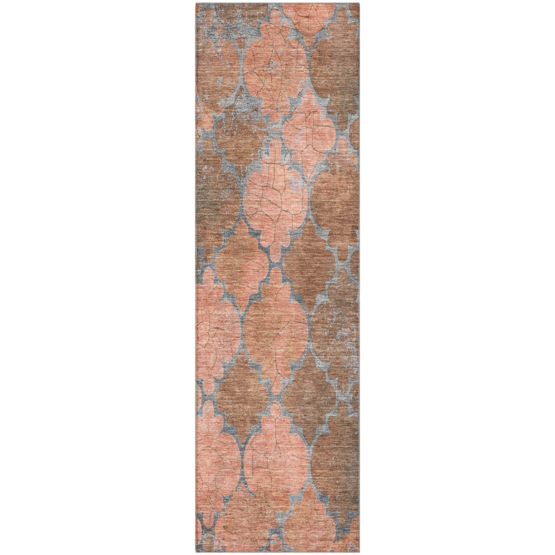 Premium Machine Washable Mayfield AMF1784 Damask Rug, Runner 2'3" x 7'6"