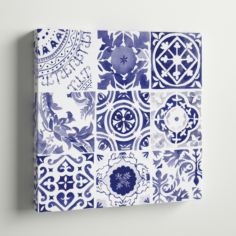 Marine Bold Tiles - Reproduction d'art sur toile tendue, H 12 po x l 12 po
