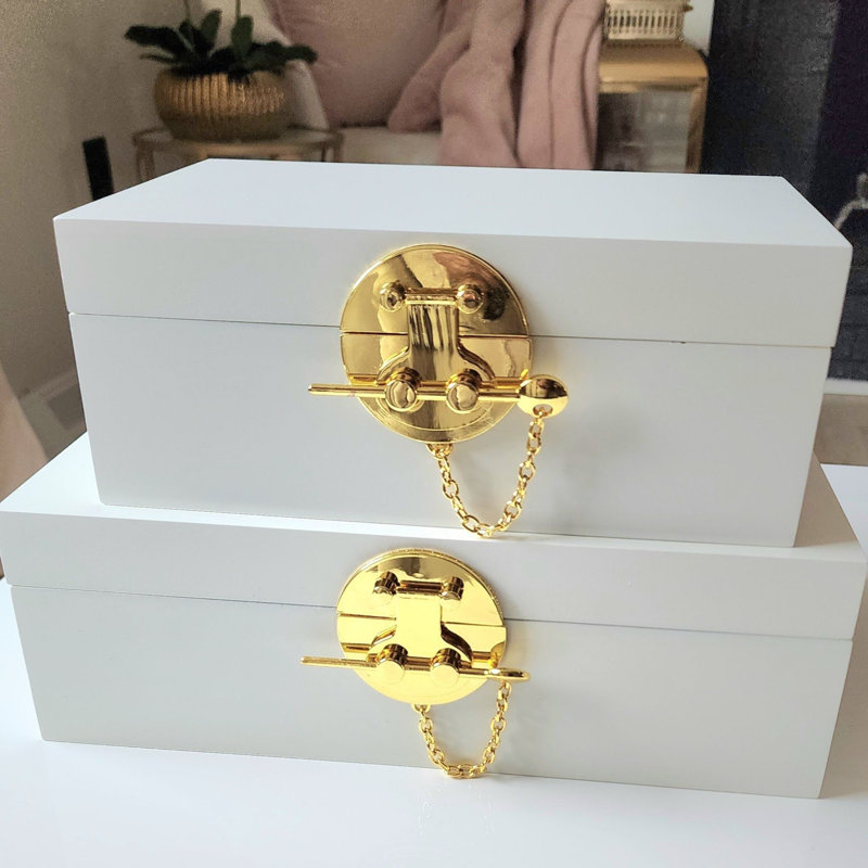 2 Piece Handmade Faux Leather Decorative Box Set
