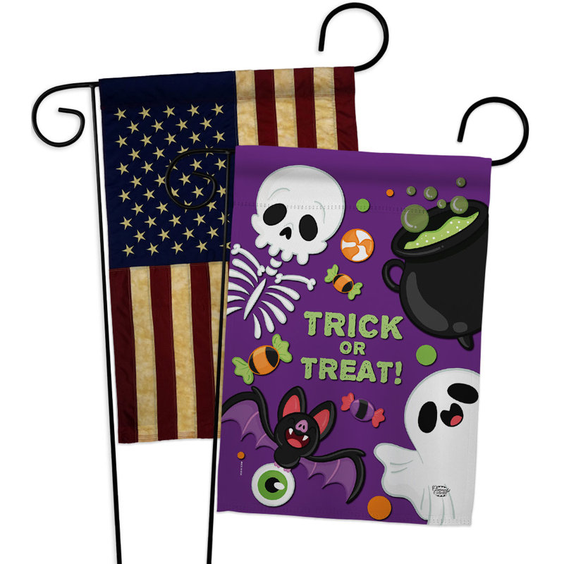 Double Sided 18.5'' H x 13'' W Polyester Halloween Garden Flag