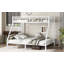 Lit superposé simple au-dessus de grand lit en métal avec double échelle, conception silencieuse et rangement sous le lit pour une économie d'espace.