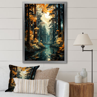 Moonlight River Retreat Into The Forest V - Forest And River Wall Art