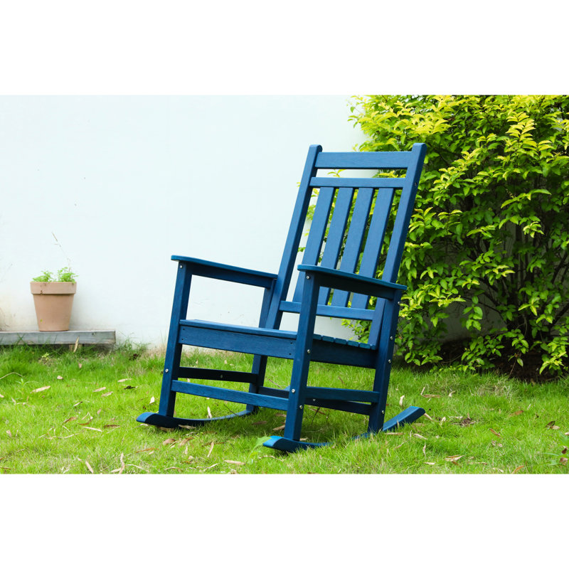 Chaise berçante d'extérieur pour adultes - Bleu marine avec fatigue et porche élargi avec quincaillerie ergonomique robuste