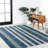 Ventress Geometric Striped Machine-Washable Blue/Cream Rug-1568966237