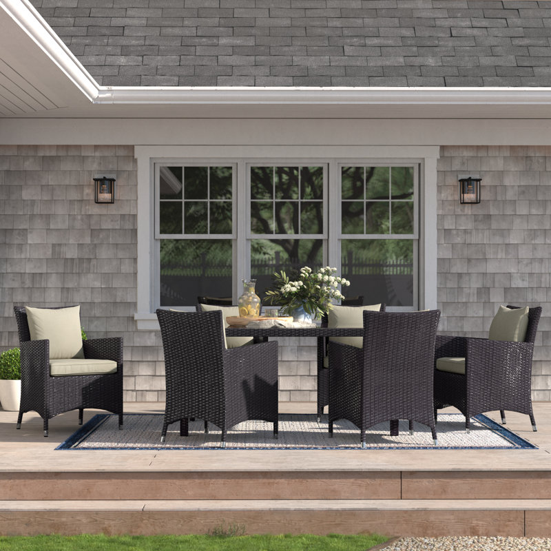 Modway Sojourn 7 Piece Dining Set, 29.5" H x 114" W x 39.5" D, Beige