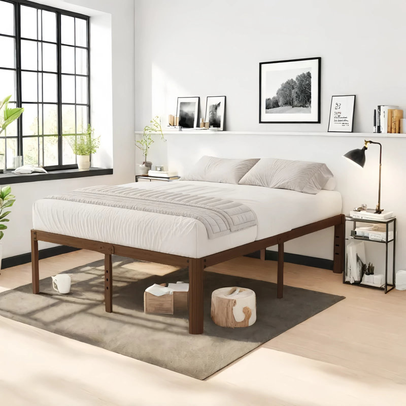 Amylia 14'' Heavy Duty Metal Iron Bed Frame, Non-Swaying, Noiseless, Underbed Storage,Double Beds for Couples, Families , Perfect for Master Bedrooms & Shared Living Space,Queen