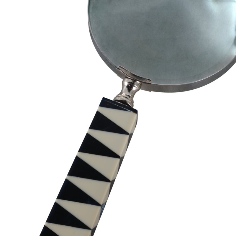 Decorative Magnifying Glass Resin And Triangular Handle For Home Office Bedroom Living Room - 10" White, Blue, Silver