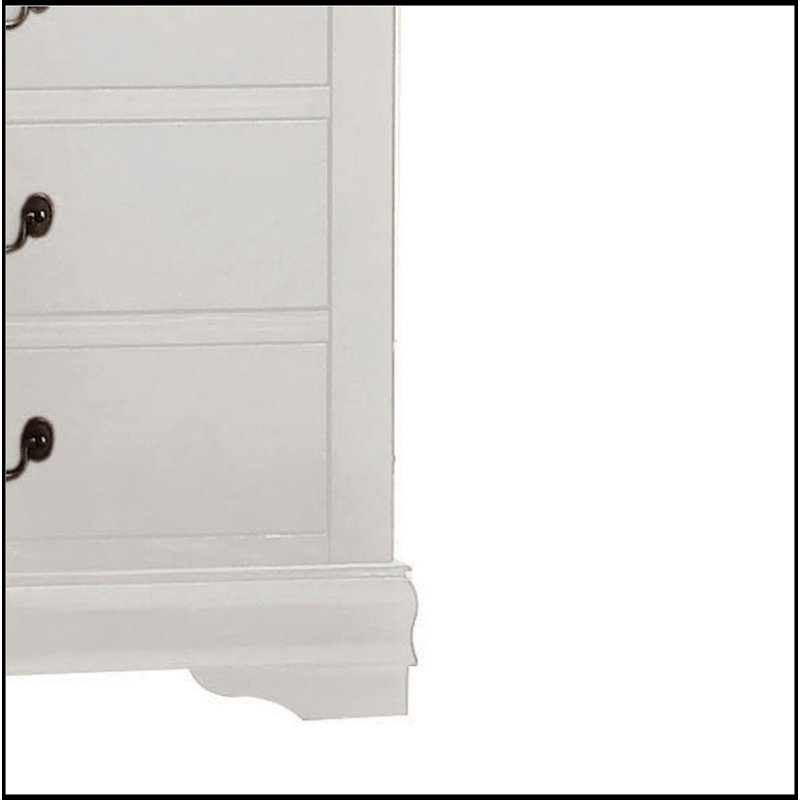 Commode 5 tiroirs avec poignées en métal, Blanc