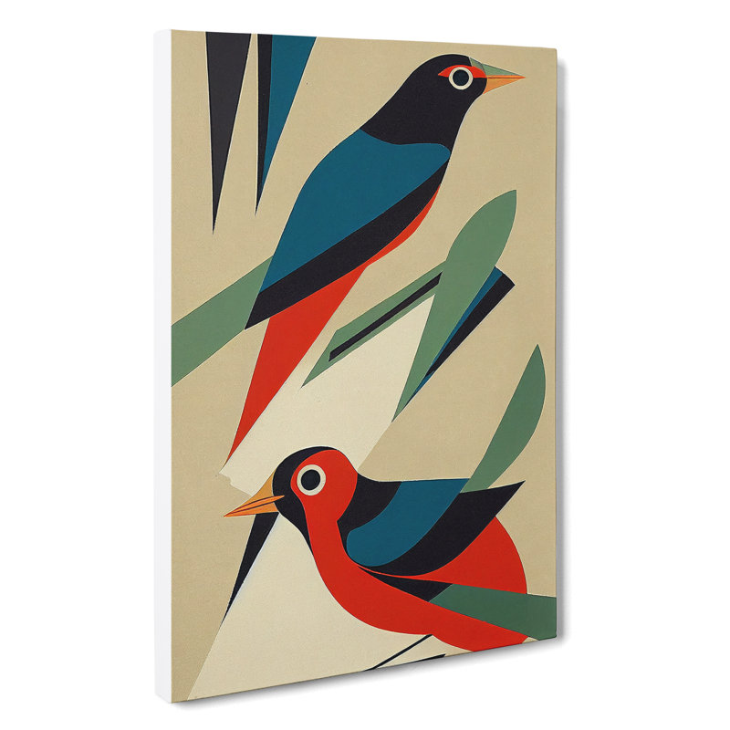Pair Of Birds No.3 Abstract - Wrapped Canvas Print, 50cm H x 35cm W x 3cm D