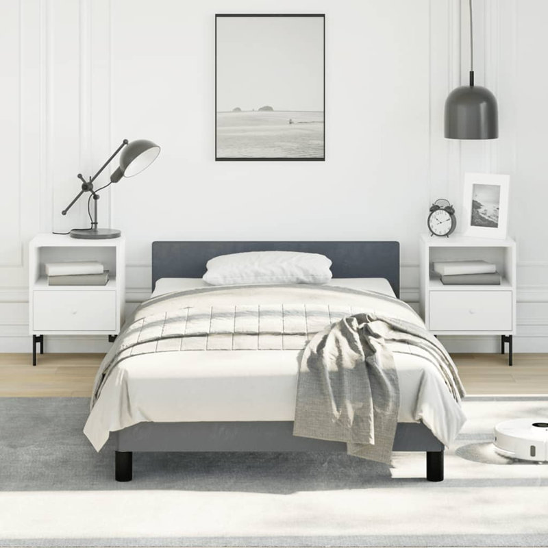 Maecie vidaXL Velvet Platform Bed Frame, No Box Spring Needed/No Mattress , Extra-long Twin, Dark Gray