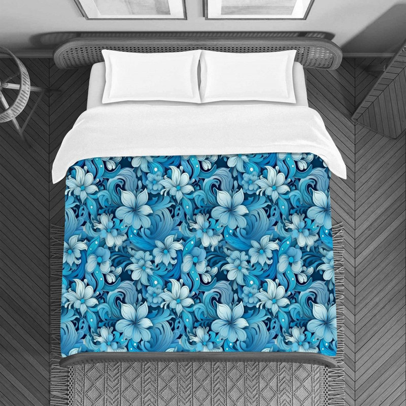 Machine Printed Duvet Cover, Twin Duvet Cover, Blue