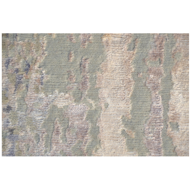 Handmade Silk and Wool Abstract Area Rug, Rectangle 8' x 10'