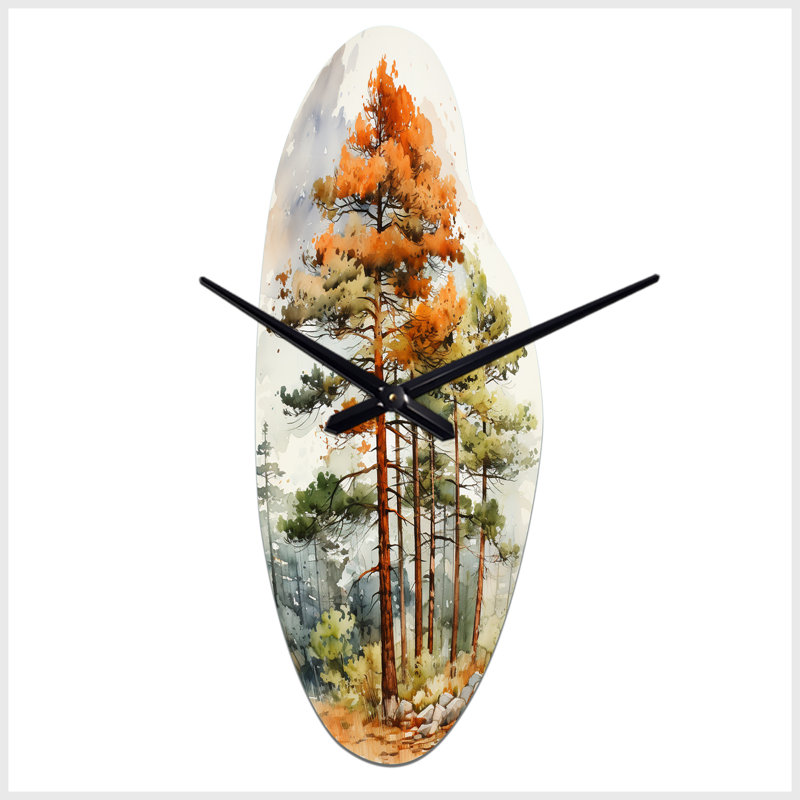 Pine Tree Majestic Ponderosa II - Curved Shape Large Tree Pine 3D Wall Clock, Large