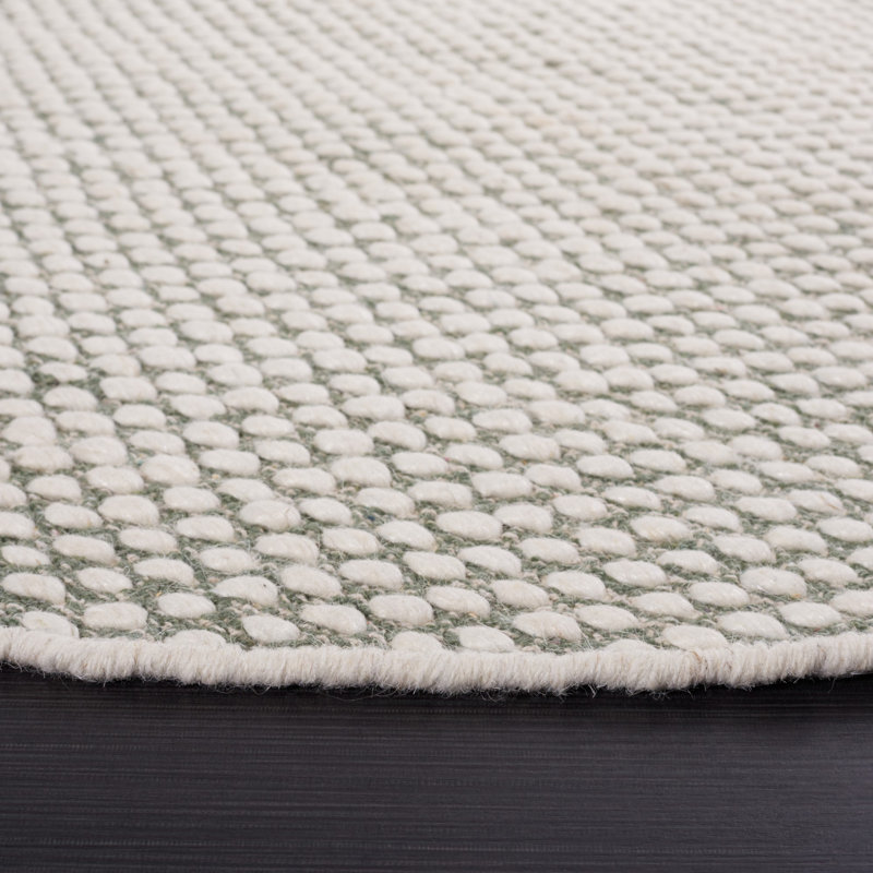 Vermont Flat Weave Wool/Cotton Rug in Green, Round 6'