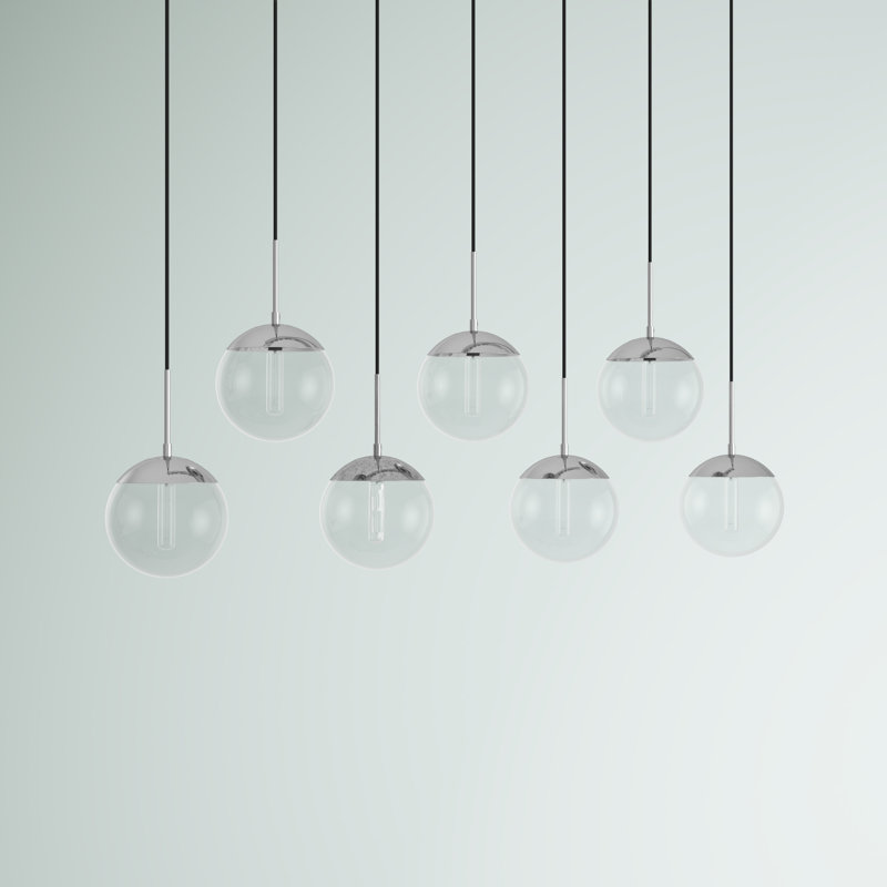 Elliot 7 - Light Kitchen Island Pendant, Chrome, Clear