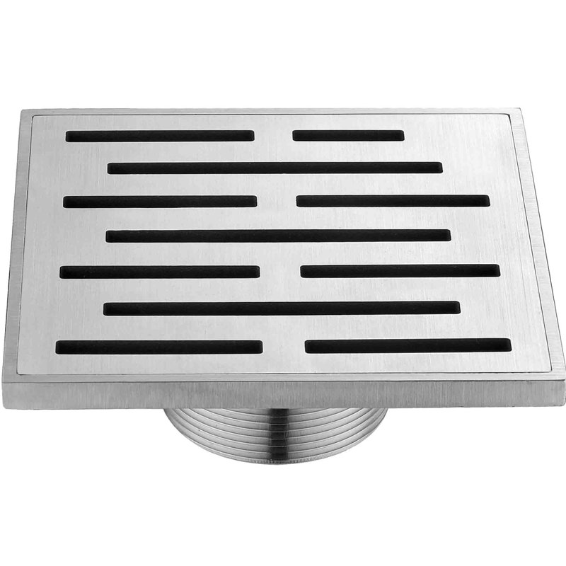 Stainless Steel Amazon River Series  Square Linear Floor Shower Drain, Polished Satin