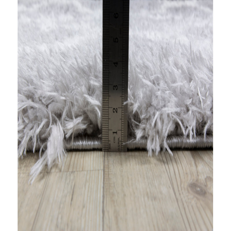 Tapis rectangulaire gris / blanc en polyester tissé à la machine, Rectangle 6 pi 7 po x 9 pi 6 po