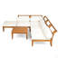 Ensemble de canapé de patio 6 pièces, ensemble de conversation modulaire d'extérieur en bois d'acacia, ensemble de conversation en forme de L, lit de jour convertible avec table à thé, repose-pieds, 5 coussins et coussins