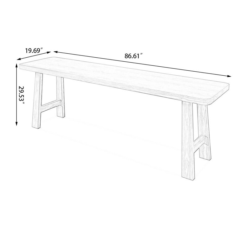 Bureau rectangulaire en bois massif Burlywood, H 29,53 po x l 86,61 po x P 19,69 po