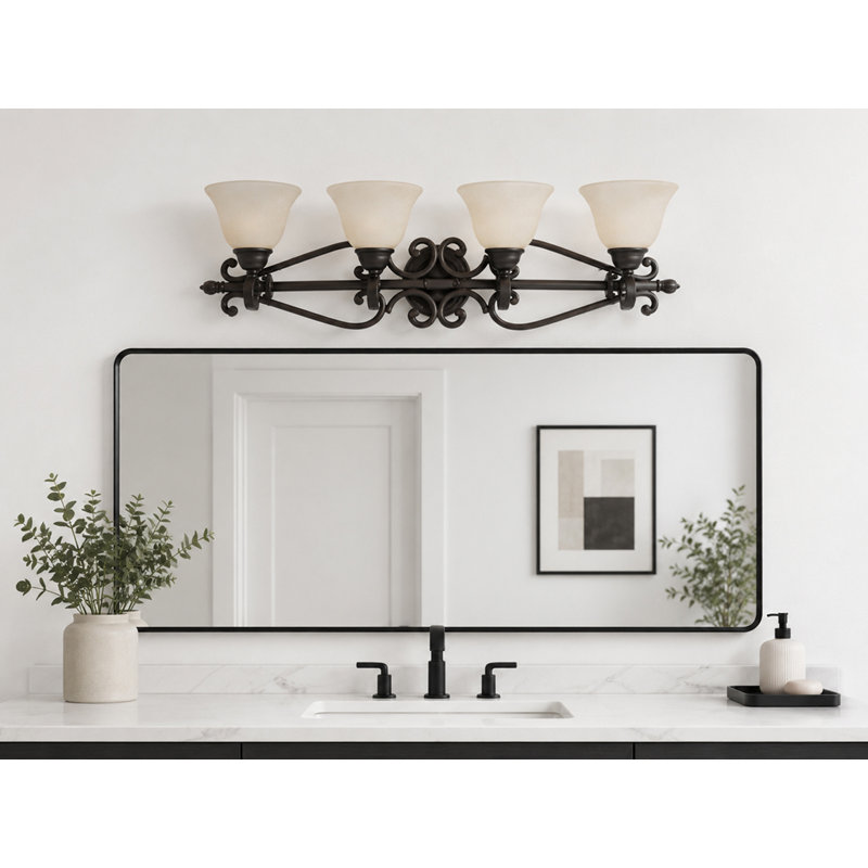 4 - Light Dimmable Vanity Light, Oil Rubbed Bronze