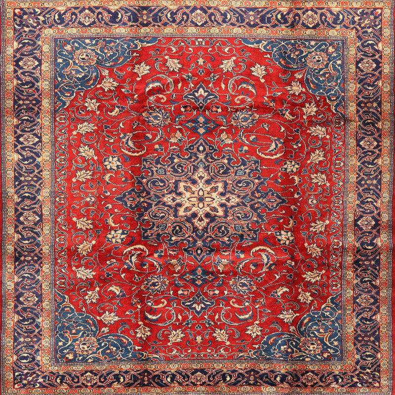 Tapis de style oriental rouge, Carré 6 pi