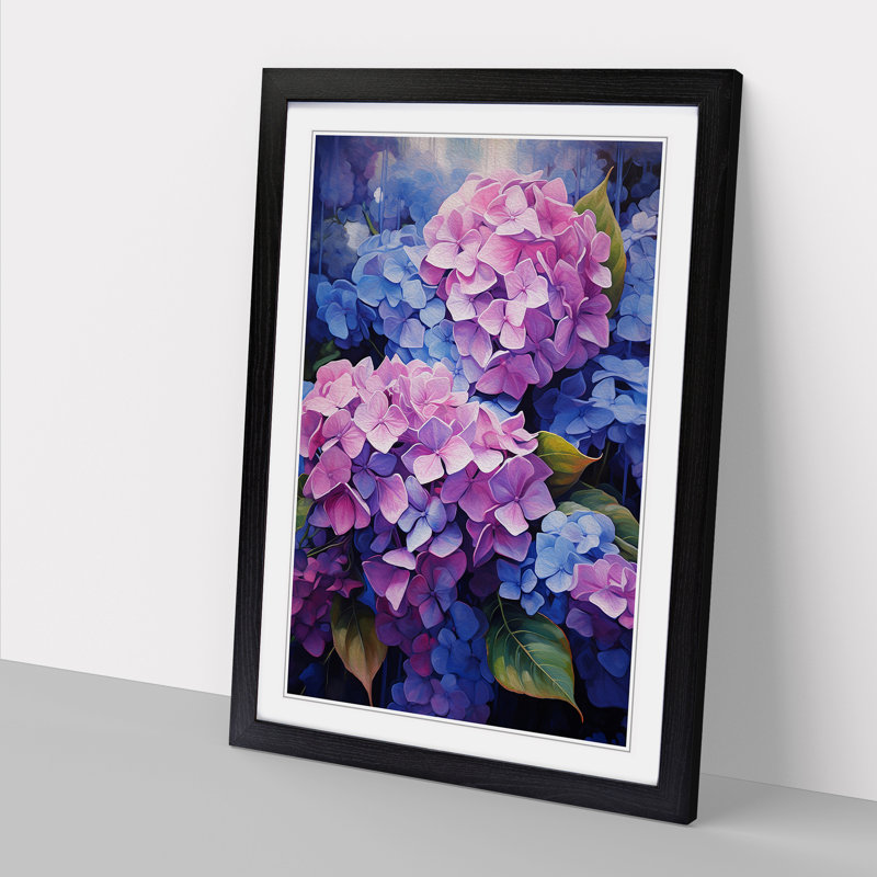 Hydrangea Informel No.2 - Single Picture Frame Print on Wood, 34cm H x 25cm W x 2cm D, Black Framed