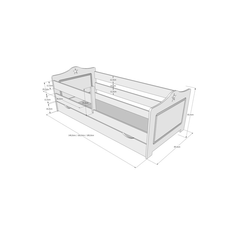 Simons Cabin Bed with Storage Included, White, 80 x 160 cm