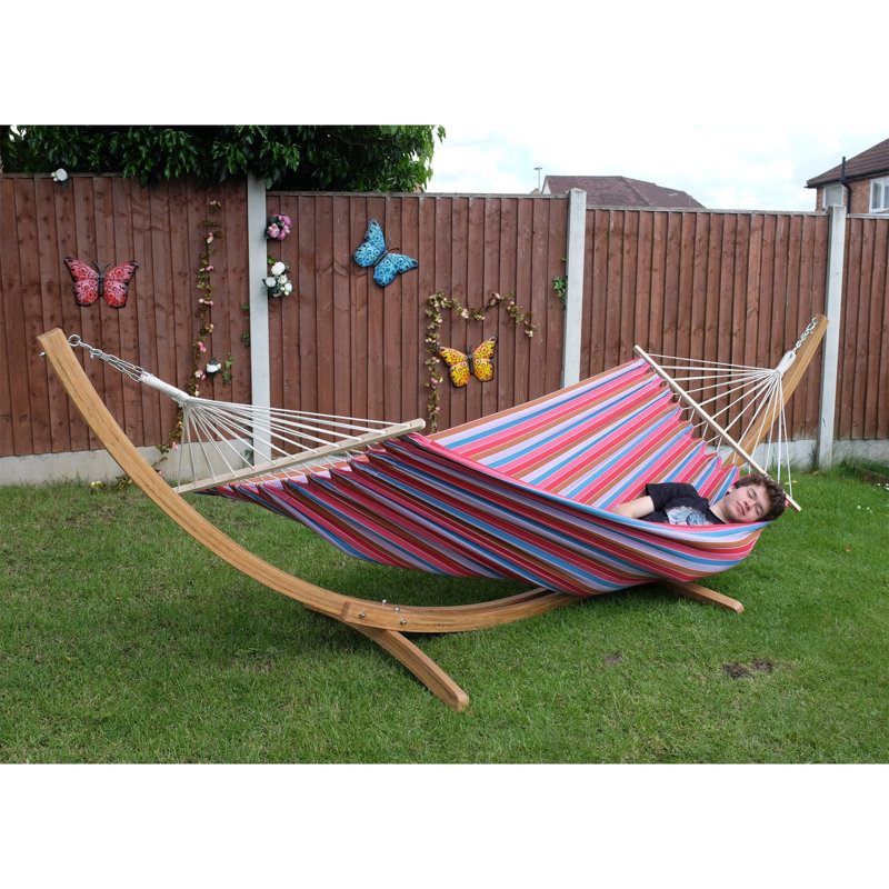 Beach Huts Spreader Bar Hammock Size L With Wooden Stand
