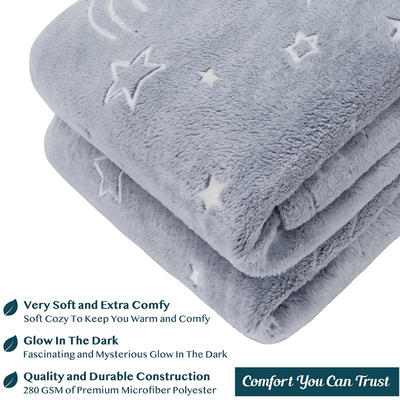 Glow in the Dark Shooting Star Fleece Blanket for Kids