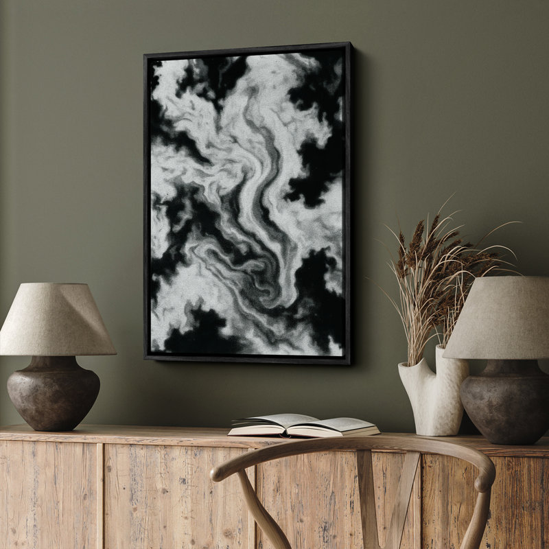 Art mural encadré abstrait rétro antique classique pour chambre à coucher, Noir, H 24 po x l 16 po