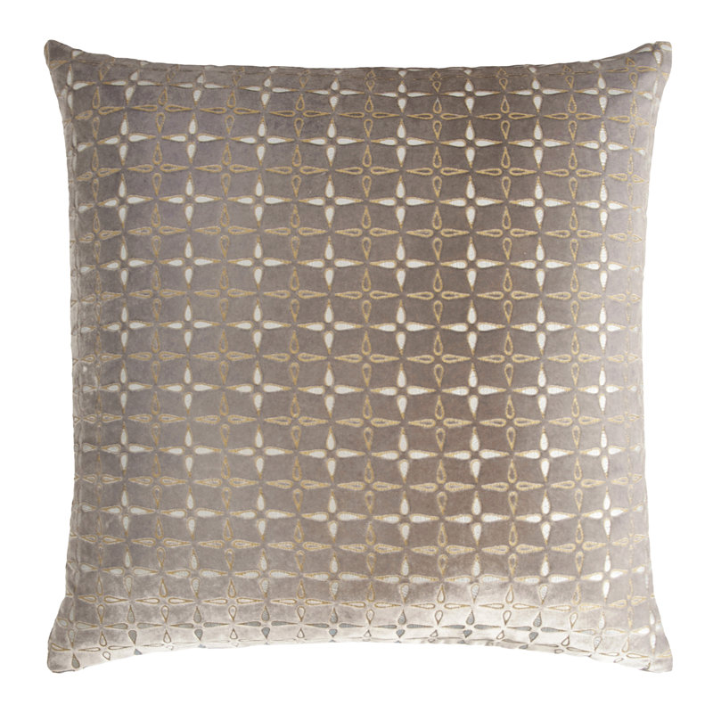 Petal Metal Square Velvet Pillow, 20"H x 20"W, Coyote Geometric