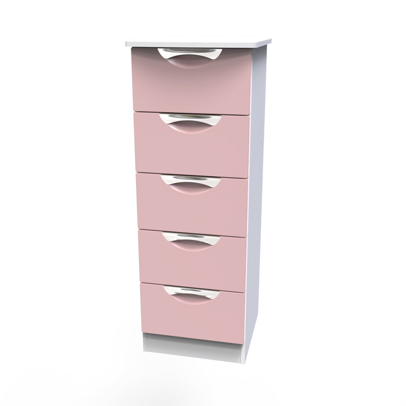 Bhodhini 40cm W Manufactured Wood Bedside Table, Kobe Pink/White