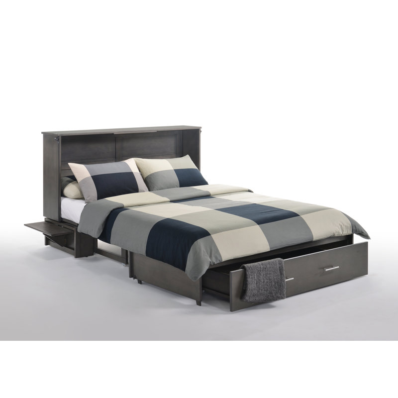 Grand lit escamotable avec matelas et rangement Seaside, Gris dévalé