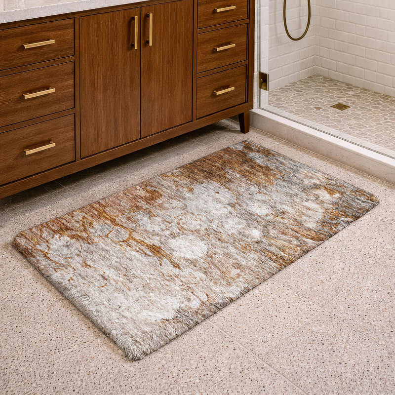Tapis à poil long de qualité supérieure lavable à la machine ADS698, Terra Cotta, 2 pi 6 po x 3 pi 10 po