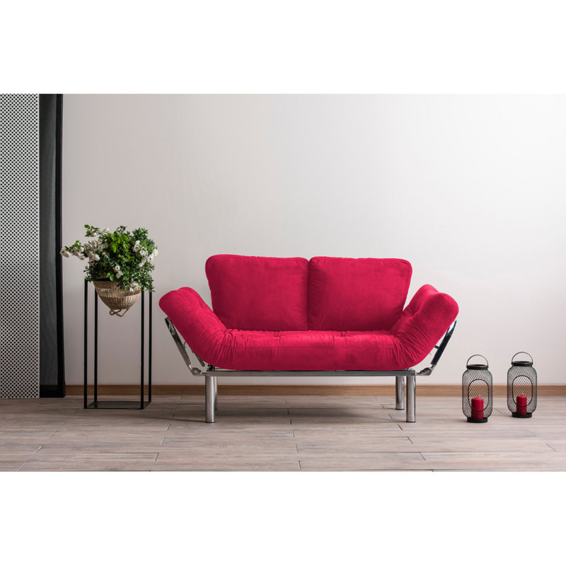 Canapé convertible à dossier large de 61 po Addora, 100 % polyester fuchsia