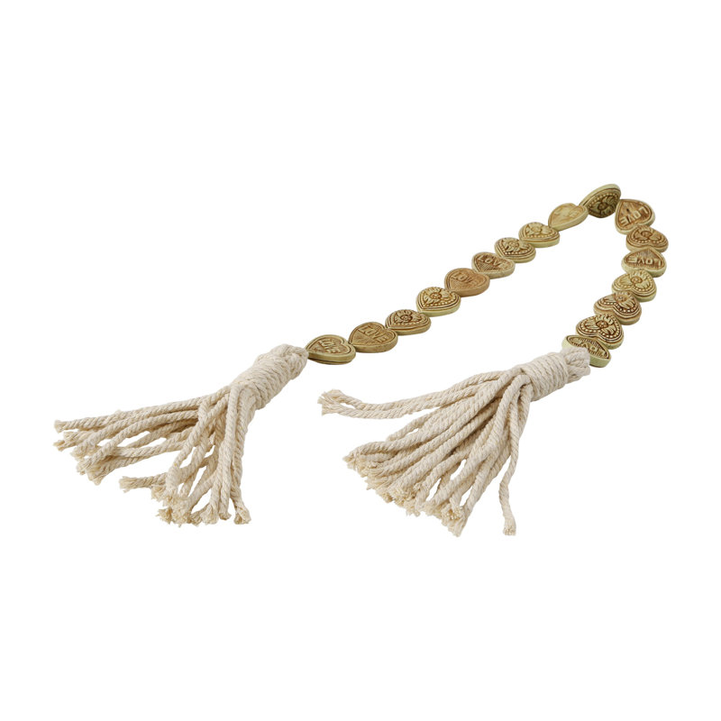 Pampille décorative suspendue en jade, H 1 po x l 31 po x P 1 po, Blanc cassé