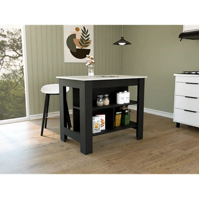 Cala 3-Shelf Wooden Kitchen Island