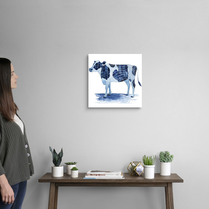 «Cobalt Farm Animals I», art mural sur toile, H 16 po x l 16 po x P 1 po, Toile tendue