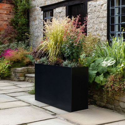 Galvanised Matte Black Trough Planter - 90cm X 82cm