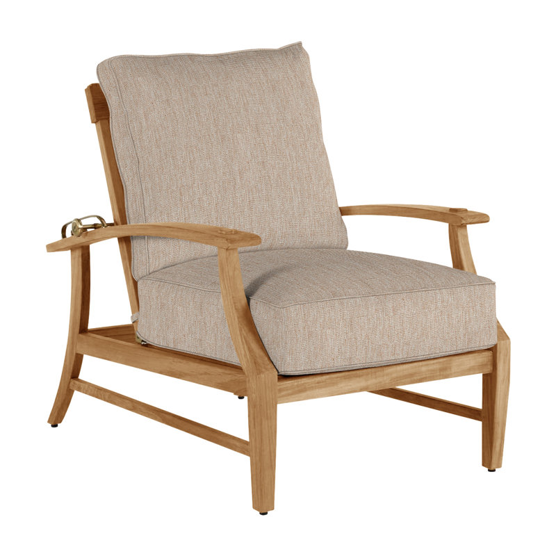 Croquet Teak Patio Chair with Cushions, Natural Teak, Welt, Canvas Sand