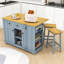 Ensemble d'îlot de cuisine avec 2 tabourets de bar, prises de courant intégrées et rangement extensible-332201032