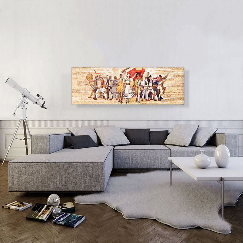 Reproduction d'art graphique panoramique sur toile mosaïque, H 16 po x l 48 po x 1,5 po