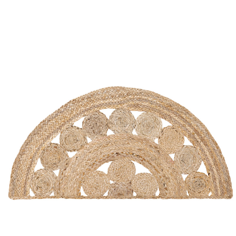 Tapis naturel en jute / sisal tressé à motif géométrique Flanagan, Demi-cercle 1 pi 4 po x 2 pi 9 po