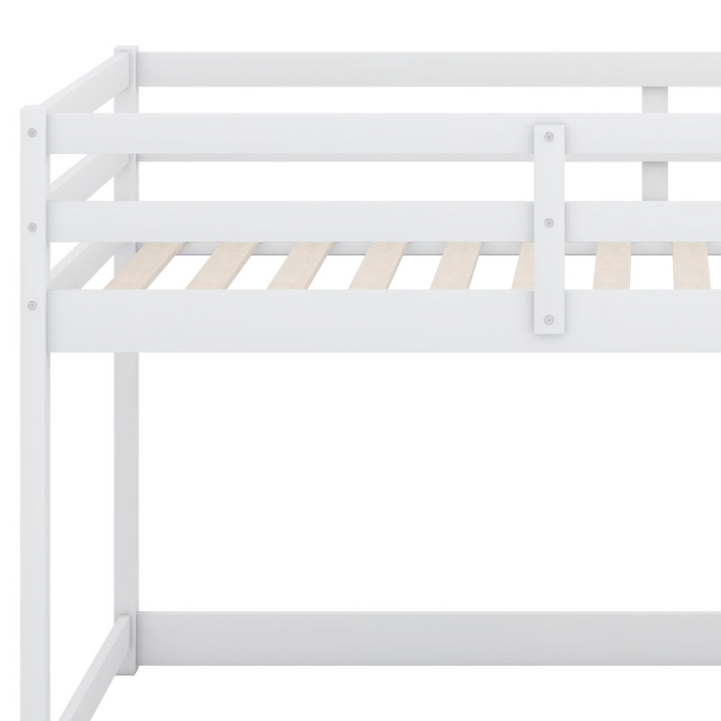 Floor Bunk Bed With Ladder, White