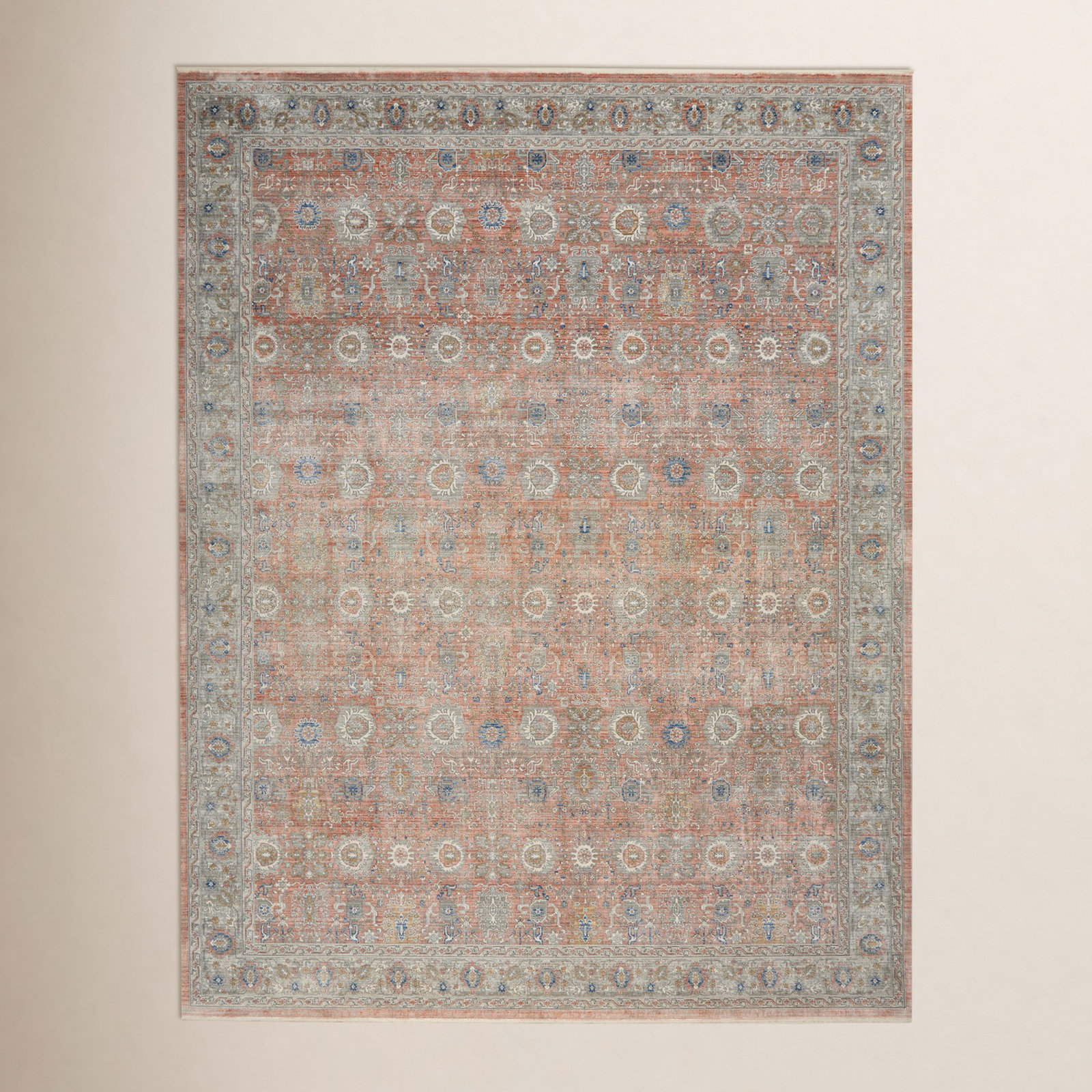 Talise Pink Gray Oriental Rug, Rectangle 8'6" x 11'6"