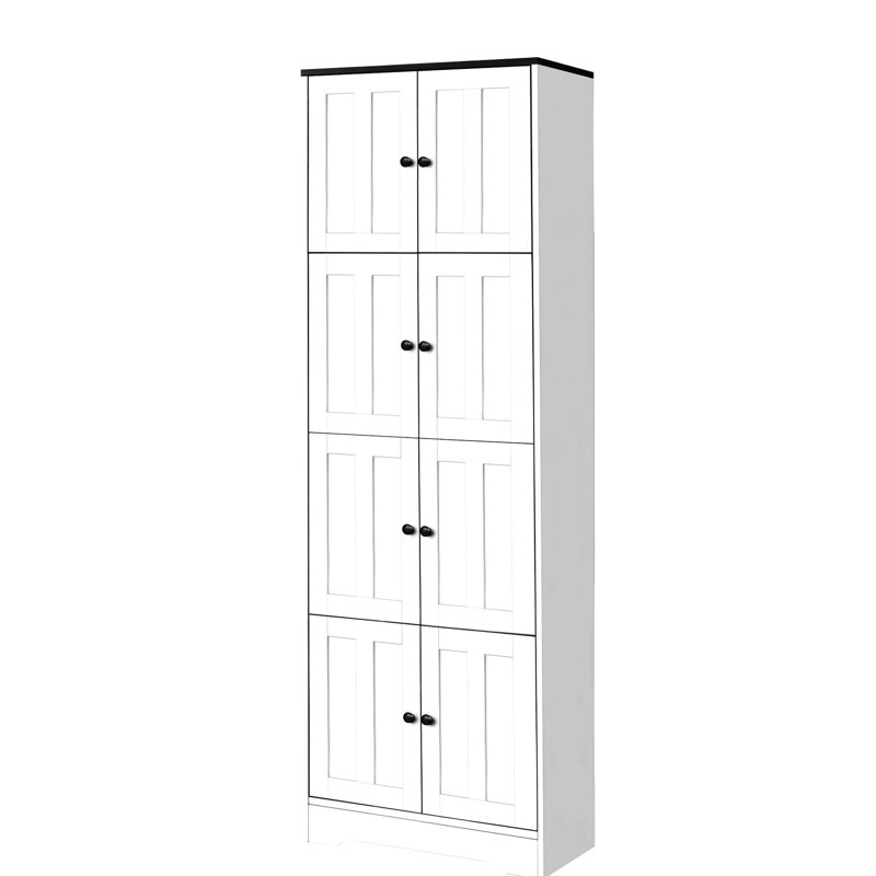 Armoire de rangement 8 portes à 4 tablettes en blanc pour le couloir - espace organisé avec et