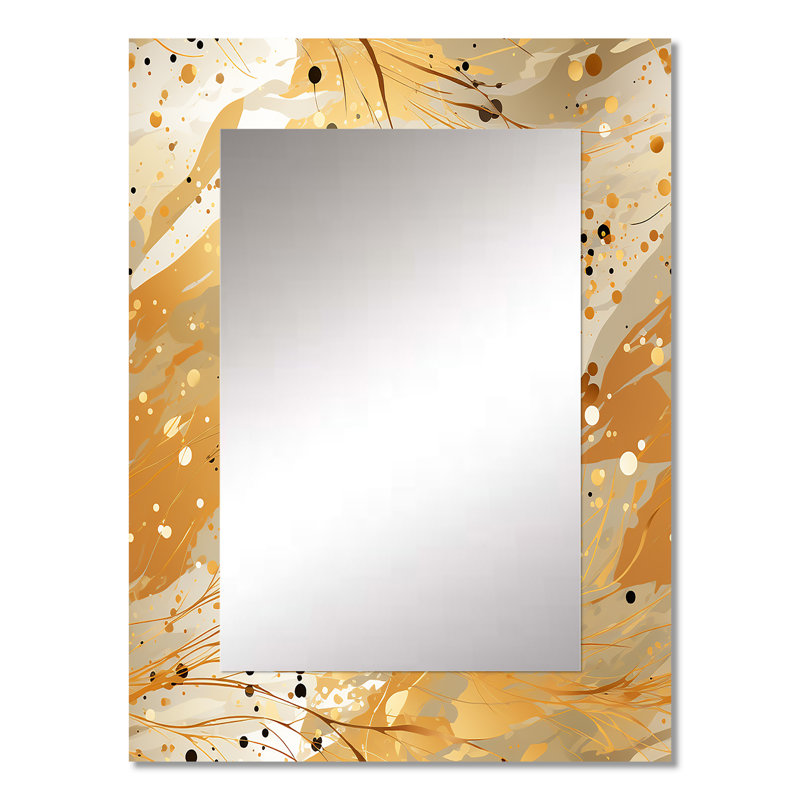Antawan Golden Marble Radiance - miroir mural en marbre, miroir décoratif abstrait, impression d'art en métal, 32 po x 24 po