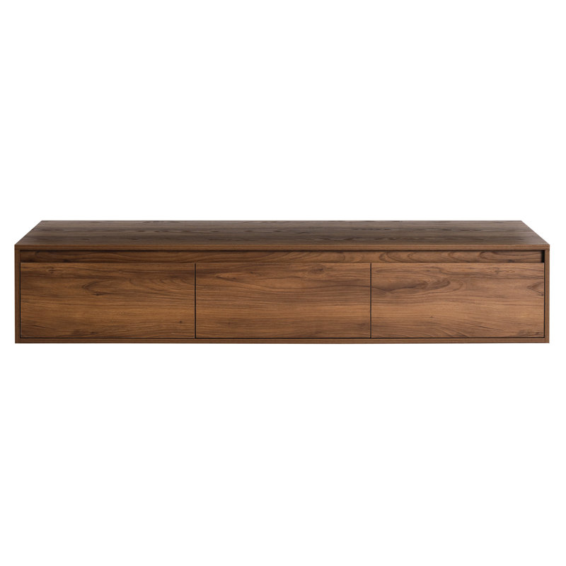 Commode de salle de bain 60 po à fermeture douce - meuble-lavabo mural contemporain brun ébène avec tiroir