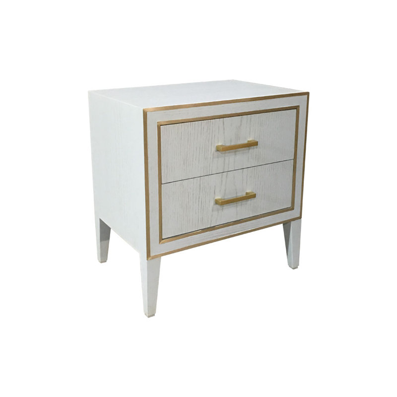 Walsh 60cm W Solid Wood Bedside Table, Grey